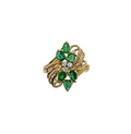 Pear-Shaped Emerald and Diamond Bypass Ring