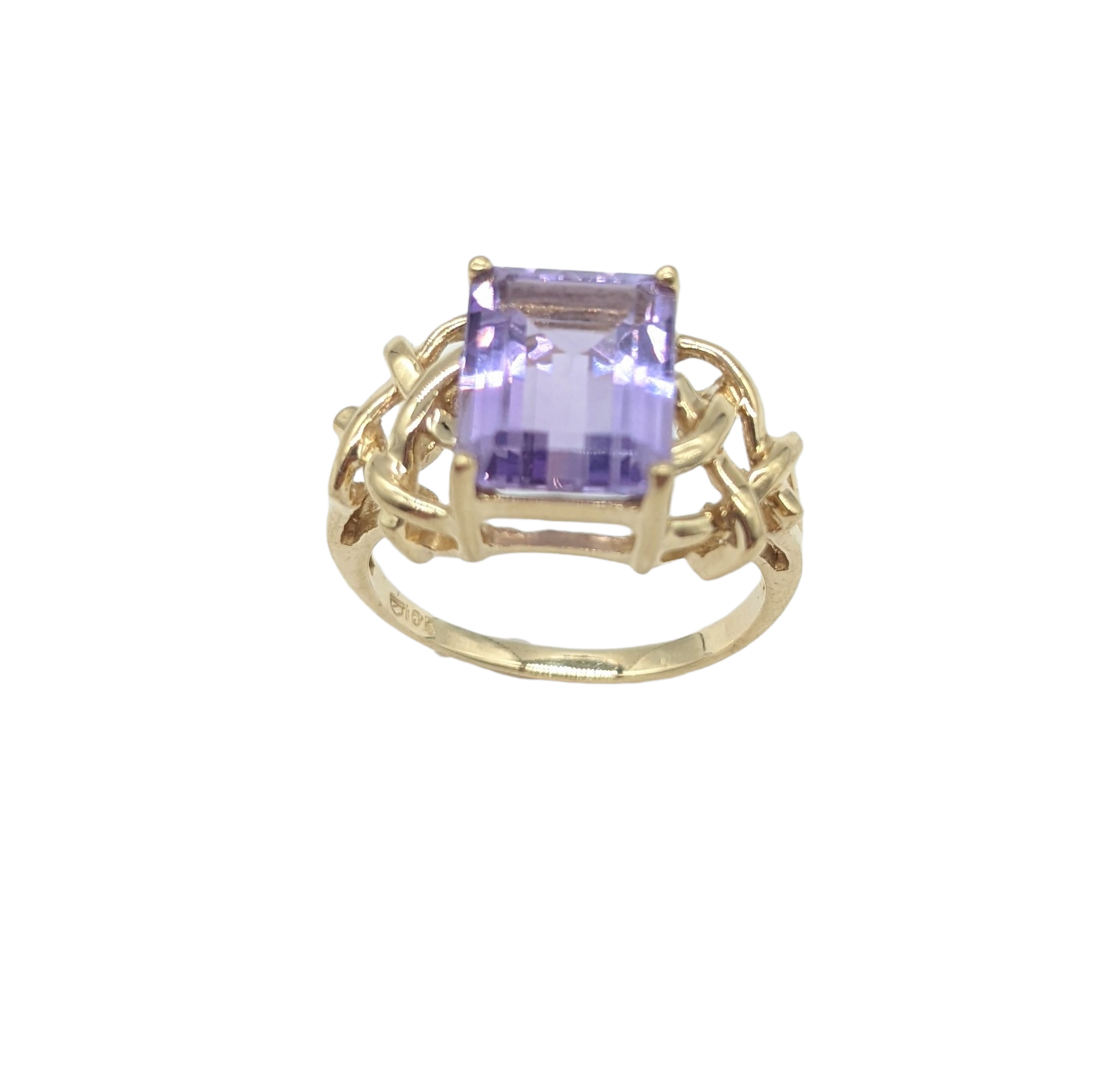 10K Yellow Gold & Amethyst Ladies Fashion Ring
