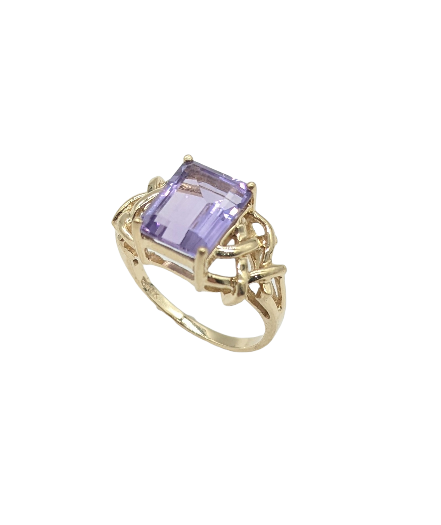 10K Yellow Gold & Amethyst Ladies Fashion Ring