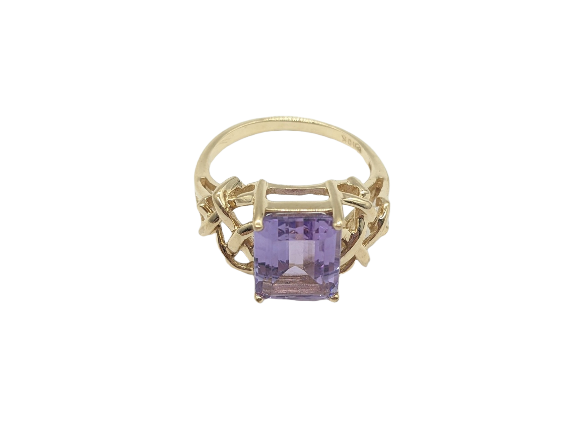 10K Yellow Gold & Amethyst Ladies Fashion Ring