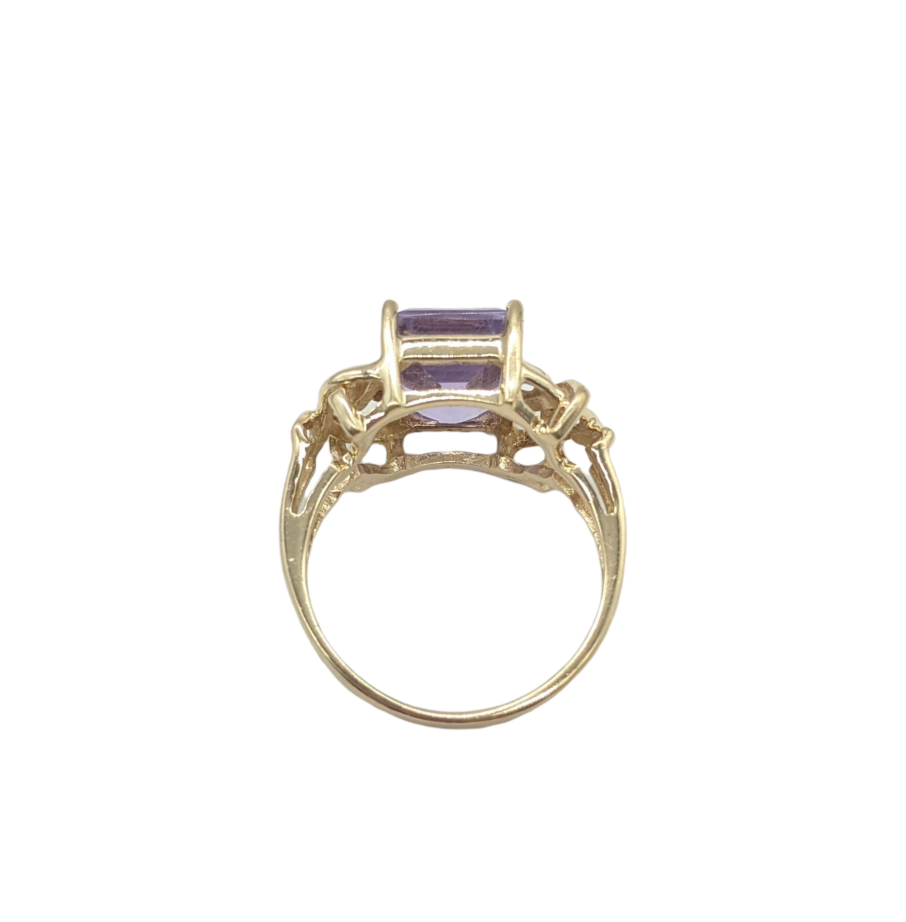 10K Yellow Gold & Amethyst Ladies Fashion Ring