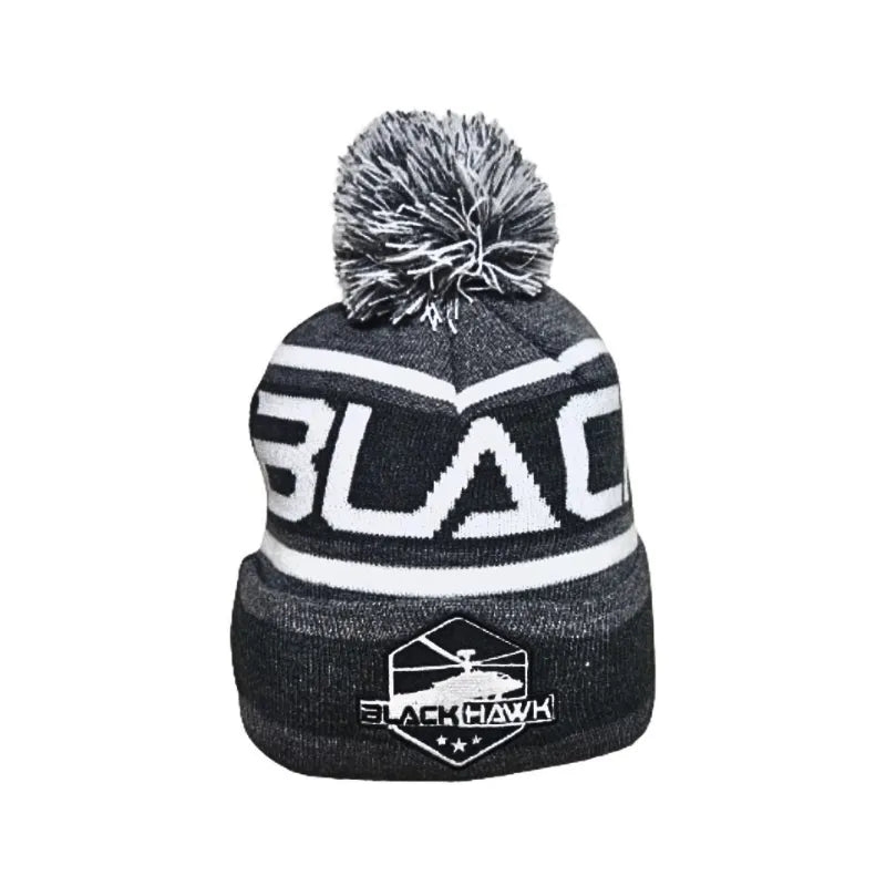 BEANIE - BLACKHAWK APPAREL GREY/WHITE BLACKHAWK BEANIE WITH POM POM