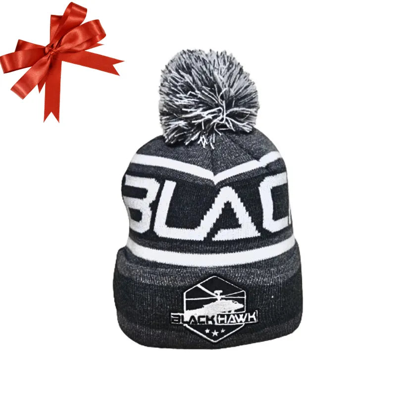 BEANIE - BLACKHAWK APPAREL GREY/WHITE BLACKHAWK BEANIE WITH POM POM